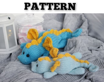 DRAGON knitting pattern. Knitting toys patterns. Amigurumi pattern. CHRISTMAS TOYS knit patterns. dinosaur knitting pattern. stuffed dragon