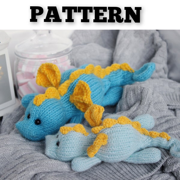 DRAGON knitting pattern. Knitting toys patterns. Amigurumi pattern. CHRISTMAS TOYS knit patterns. dinosaur knitting pattern. stuffed dragon