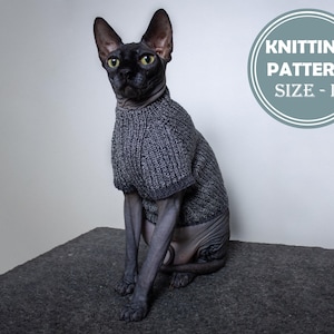 Cat's blackwhite sweater Size L Knitting Pattern PDF by Irina Khoroshaeva
