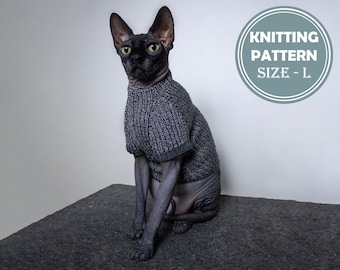 Suéter blanco y negro de gato, talla L, patrón de tejido en PDF de Irina Khoroshaeva