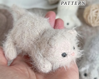 Kitten Knitting Pattern PDF, Cat Toy Pattern, Knit Animal Tutorial, Stuffed Cat, Seamless Knitting, Instant Download, DIY Gift