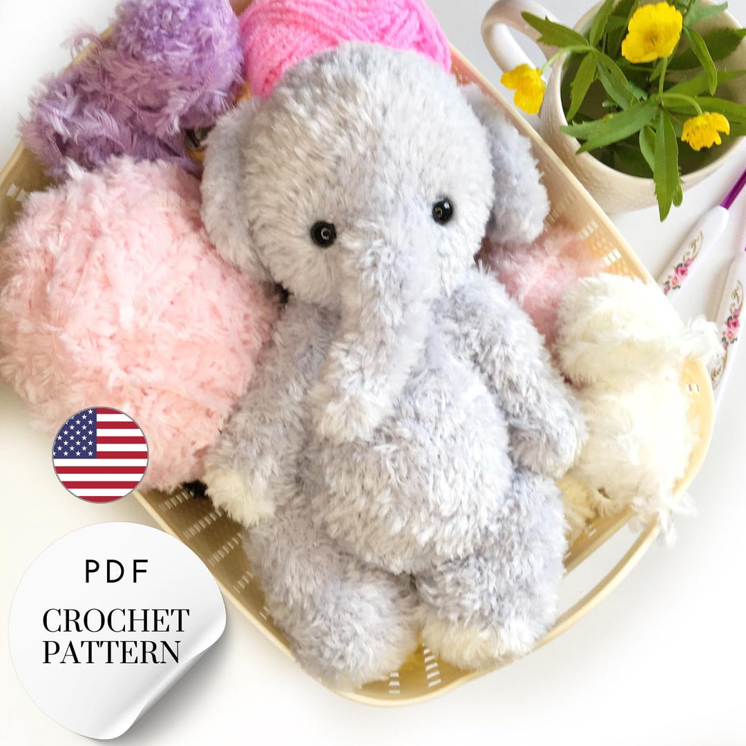 Amigurumi Fluffy Elephant Crochet Pattern PDF. Plush Toy Tutorial - Etsy