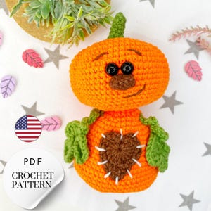 Amigurumi Crochet Pumpkin Pattern PDF – Cute Halloween Cotton Yarn Pumpkin Tutorial for Beginners in English Crochet Pattern