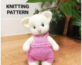 KATZE Strickanleitung. Niedliches Tierspielzeug Strickmuster. Zum Selbermachen.