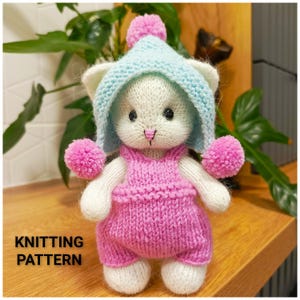 KITTEN knitting pattern PDF.knitting pattern - Pretty Kitten. Cat knitting pattern. DIY.