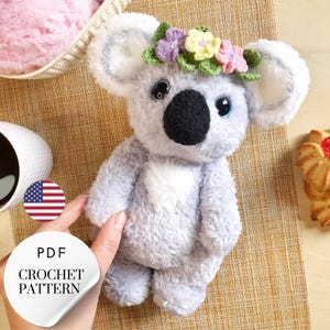 Fluffy Koala Crochet Pattern PDF – Amigurumi Plush Koala Tutorial – English Pattern for Soft Toy – DIY Stuffed Animal