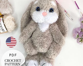 Schema coniglietto pasquale soffice all'uncinetto in PDF - Tutorial coniglio amigurumi con istruzioni passo passo