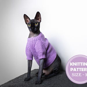 Cat Sweater With buttons Size M Knitting Pattern by Irina Khoroshaeva