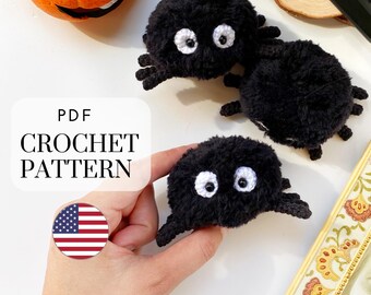 Spider crochet pattern PDF, Halloween Amigurumi Plush Spider, Fluffy Spider Pattern, English US, Digital Download PDF