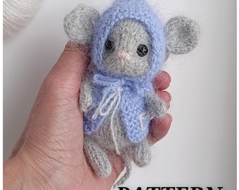 Mouse knitting pattern PDF - soft toy animal, easy knit patten