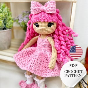 Amigurumi Crochet Doll in Cotton Dress PDF Pattern. Step-by-Step Tutorial