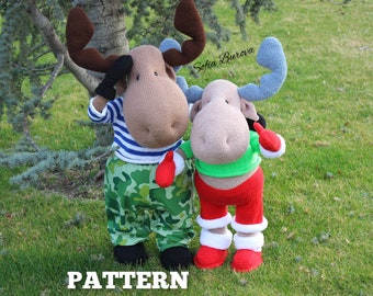 MOOSE knitting PATTERN. christmas deer knit pattern. Christmas knit pattern. big toys knit patterns. large moose knit pattern. great moose.