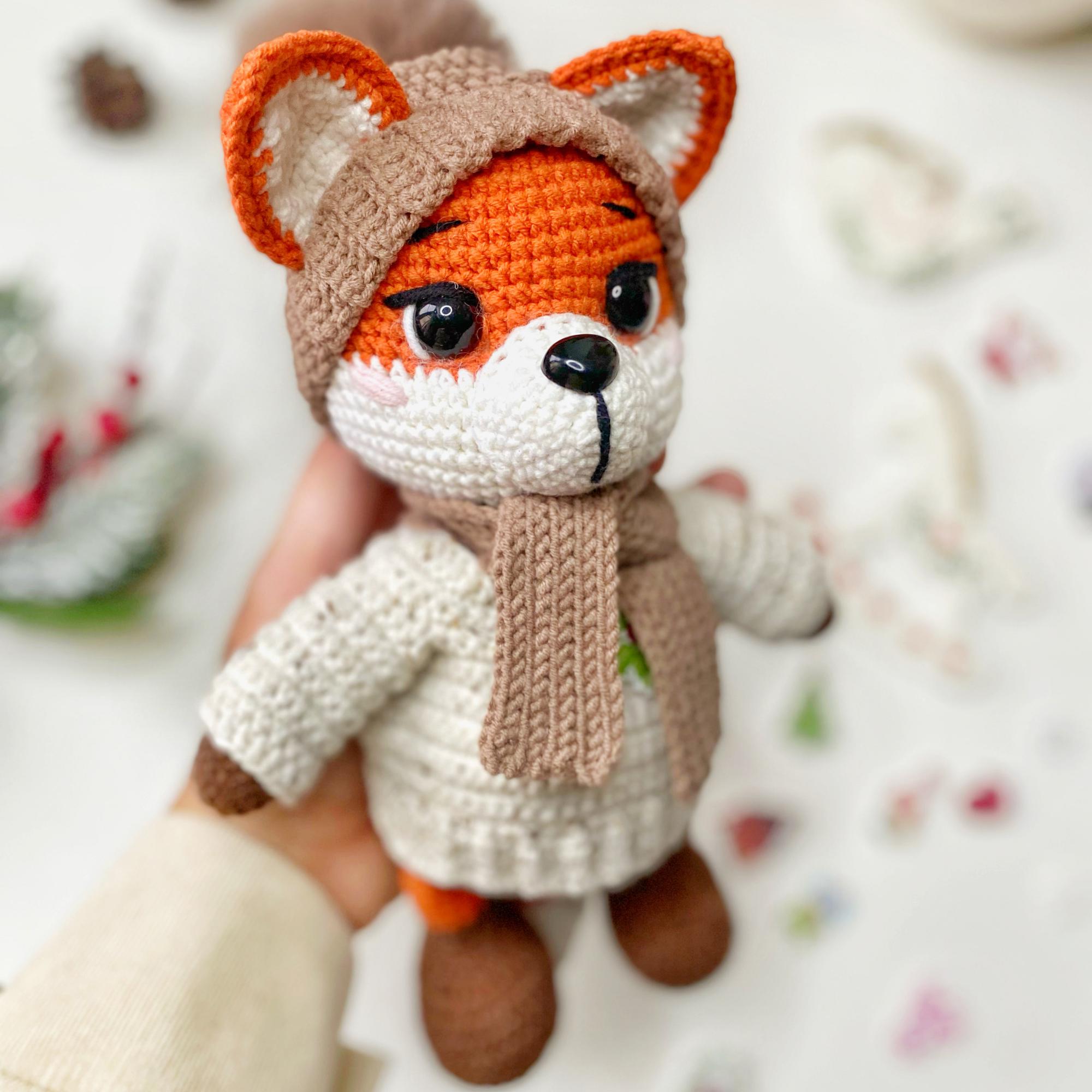 Crochet Pattern Amigurumi Fox With Hat. PDF Tutorial for Cotton Yarn ...