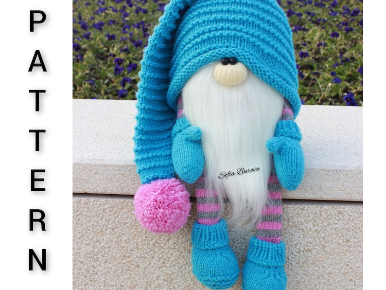 GNOME knitting pattern. Knitting toys patterns. Amigurumi pattern. Knitting toys patterns. Easter gnome knitting Knit and knitted gnome image 2