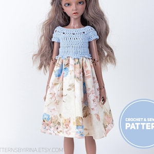 MiniFee BJDドレス - MSD用かぎ針編み＆縫製パターン | BJD | 16インチ人形 - 行ごと