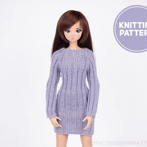 Smart Doll Ribbed Dress - Knitting Pattern for Sd | Dd | BJD 1/3 60-65 cm - Row By Row