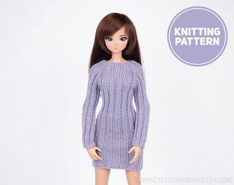 Smart Doll Ribbed Dress - Knitting Pattern for Sd | Dd | BJD 1/3 60-65 cm - Row By Row