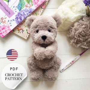 Wzór na szydełkowego misia w formacie PDF – samouczek na pluszowego misia Amigurumi – wzór na pluszowe zwierzę z miękkiej włóczki w języku angielskim