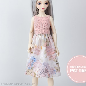MiniFee BJDドレス - MSD用かぎ針編み＆縫製パターン | BJD | 16インチ人形 - 行ごと