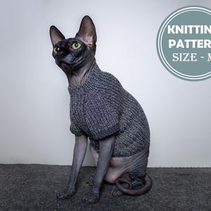 Cat&#39;s blackwhite sweater Size M Knitting Pattern PDF by Irina Khoroshaeva