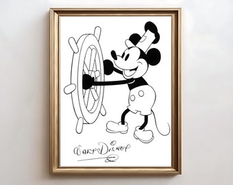 Disney ディズニー セル画 Fab 5 Steamboat Willie Fab Five Presents Steamboat Willie LE Sericel - Framed Art