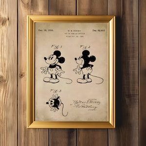 Walt Disney Patent Sketch Art Mickey Mouse Concept Steamboat Willy Print Modern Wall Art