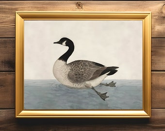 Vintage Canada Goose Painting | Rustic Home Decor | Lake House Wall Art