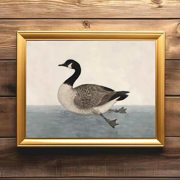 Vintage Canada Goose Painting | Rustic Home Decor | Lake House Wall Art