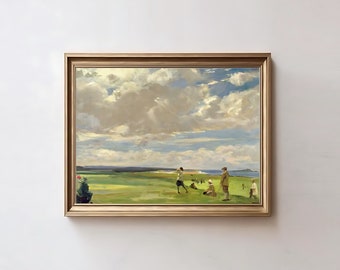 Golf Vintage Painting Landscape Art Print Vintage Golf Course Wall Art Golf Fan Gifts