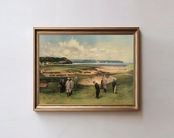 Golf Vintage Painting Landscape Art Print Vintage Golf Course Wall Art Golf Fan Gifts