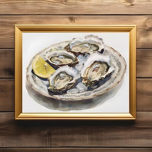 OYSTER Art Print | Oysters Painting Print | Oil Still Life | Oyster Oil Painting Art | French Kitchen Oyster Art | Restaurant Art