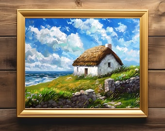 Ireland, Clifden, Galway, Irish, Art Print, Painting, Cottage, Landscape, Farmhouse, Wall Decor, Wall Art