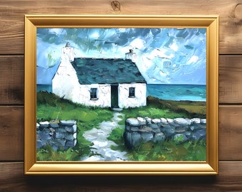 Ireland, Clifden, Galway, Irish, Art Print, Painting, Cottage, Landscape, Painting, Wall Decor, Wall Art