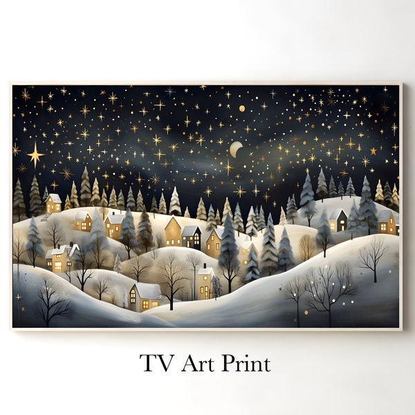 Samsung Frame TV Art, Vintage Festive Christmas Tree Illustration, Rustic, Winter, Snow, Minimal, Holiday, Christmas, Farmhouse