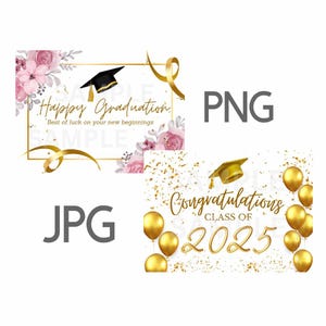 Diplôme imprimable Félicitations 2025 PNG Classe numérique de 2025 JPG pour carte de remise des diplômes