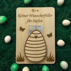 Geldgeschenk für Ostern aus Holz personalisiert - Das perfekte Ostergeschenk für Kinder, Jugendliche und Erwachsene