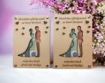 Geldgeschenk Hochzeit personalisiert/ Geschenk Brautpaar/ Hochzeitsgeschenk Geld/ Geschenkkarte Holz