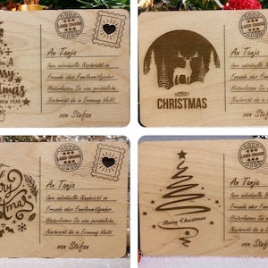 Wooden postcard for Christmas/personalized postcard/Christmas gift