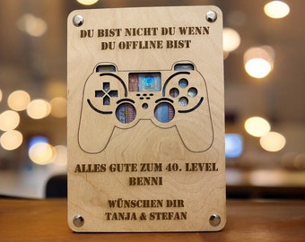 Geldgeschenk für Gamer/ Geldgeschenk für Zocker/ Geburtstagsgeschenk/ Geldverpackung/ Holzkarte Geburtstag