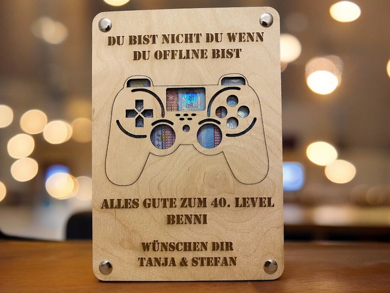 Geldgeschenk für Gamer/ Geldgeschenk für Zocker/ Geburtstagsgeschenk/ Geldverpackung/ Holzkarte Geburtstag Bild 1