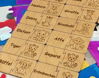 Holzpuzzle für Kinder / Puzzle Tiere / Montessori