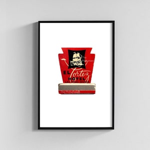 Vintage El Cortez Match Book Poster | Retro Las Vegas Print | Wall Art