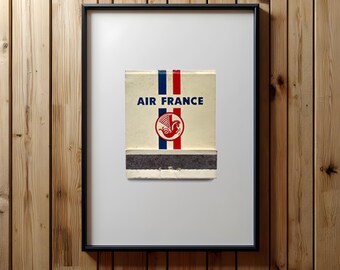 Air France Matchbook Poster | Mid-Century Travel Print | Aviation Wall Art
