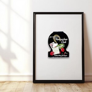 Vintage gouden hoefijzer casino matchbook poster | Retro muurkunst in Las Vegas | Oude Vegas-print | Cadeau voor casinoliefhebbers