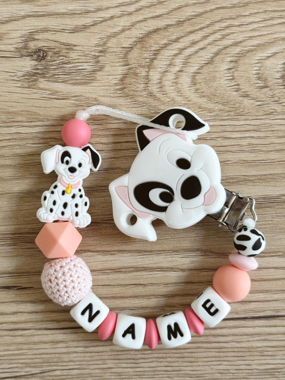 Unique Pacifier Chain Personalized Pacifier Chain With Name – Dalmatian Motif – Custom Colors ...