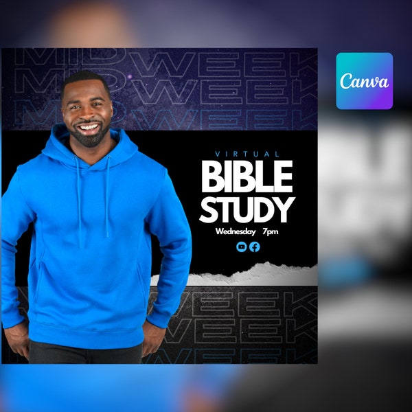 Customizable Canva Church Flyer Template - Bible study, Livestream, Podcast, Church Service, Spread Your Message!