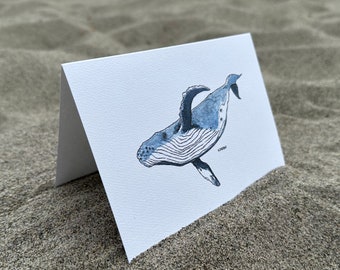 Blue Whale Watercolor Card Set (5 pack)
