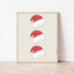 Christmas Wall Art, Digital Download Wall Art, Santa Hat, Christmas Digital Download, Printable Wall Art, Santa Hat Art