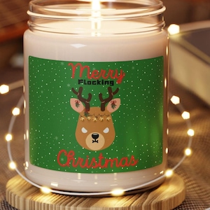 Funny Christmas Angry Reindeer Candle, Merry Flocking Christmas,Christmas candle, sarcastic gift, secret santa, holiday gift,funny gift