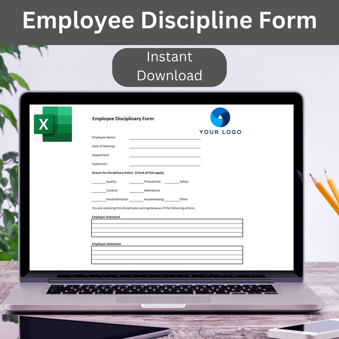 Employee Discipline Form Template: HR Disciplinary Action (excel) - Etsy